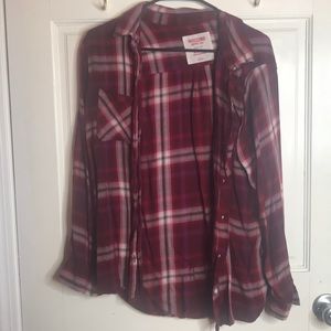 Red boyfriend fit plaid flannel